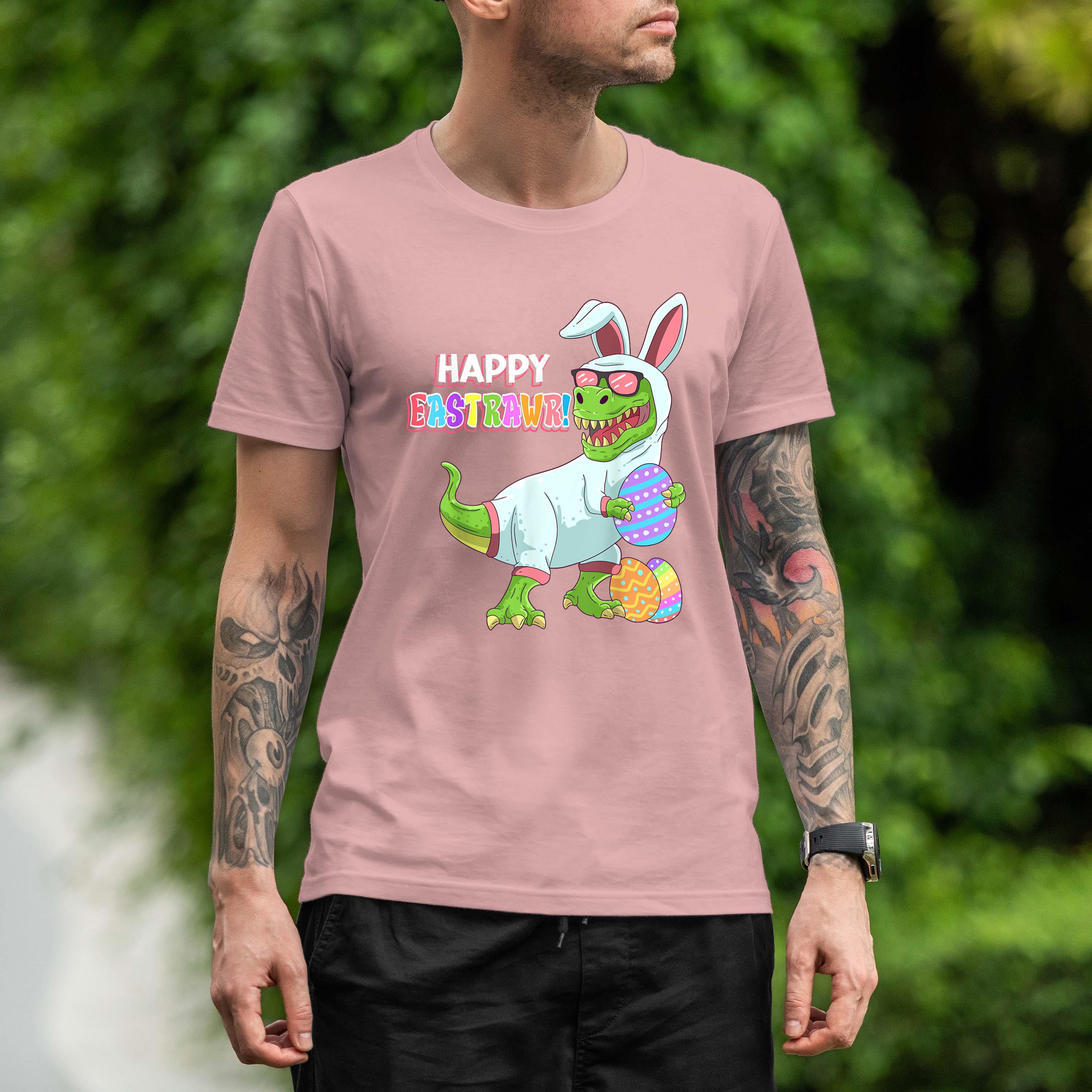 Happy Easter Day Dinosaur T Rex Easter Bunny Egg Kids Shirt 